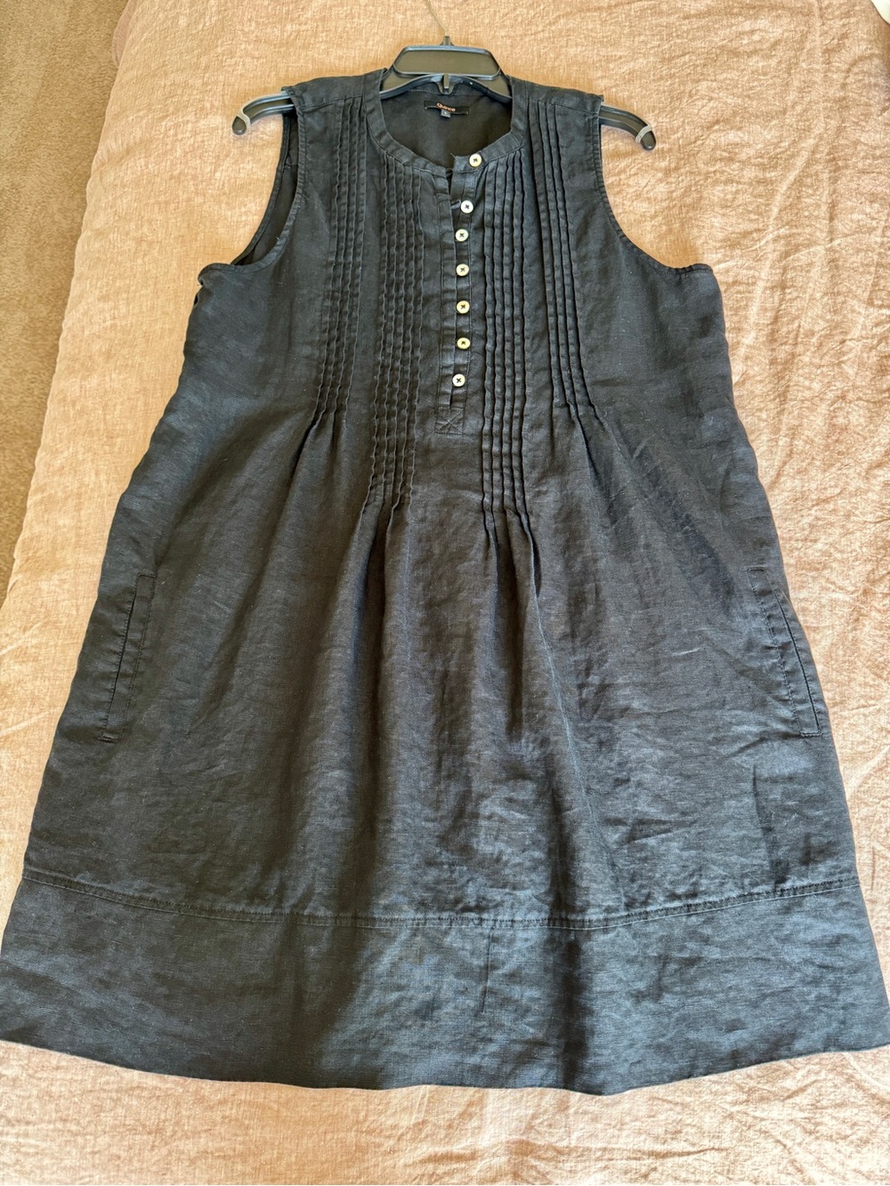 Quince Black Sleeveless Pintuck Linen Tunic - Picture 3 of 9